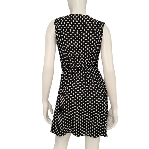 Monteau Black Polka Dot Wrap Dress size Large - Picture 5 of 6